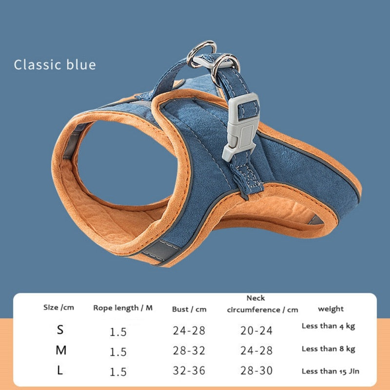 Classic blue pProduct image, with size chart. 